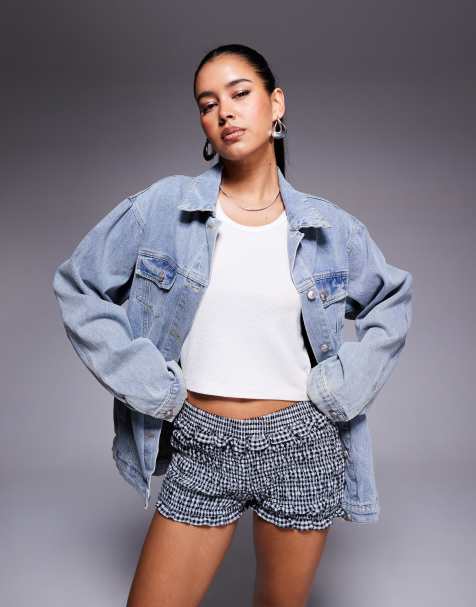 Princess Polly oversized denim jacket in blue wash - view 1