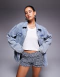 [Princess Polly] Princess Polly oversized denim jacket in blue wash 16 Light blue wash