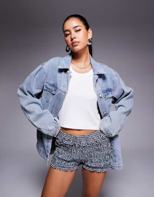 Princess Polly oversized denim jacket in blue wash