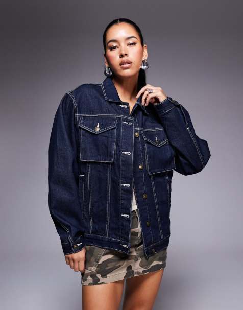 Princess Polly oversized denim jacket in indigo wash - view 1
