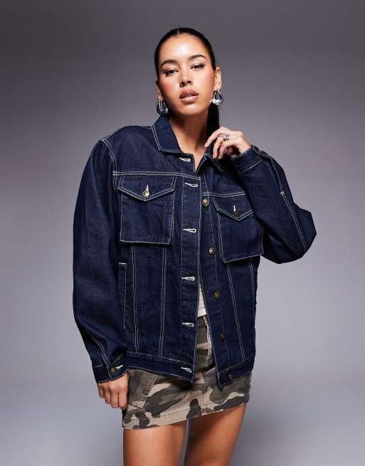 Princess Polly oversized denim jacket in indigo wash