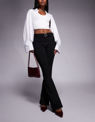 Princess Polly Pagano Belted Flare Pants In Black