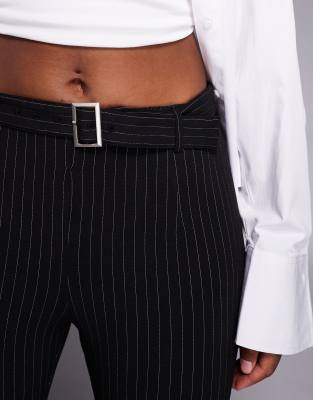 Princess Polly Pagano Belted Flare Pants In Black