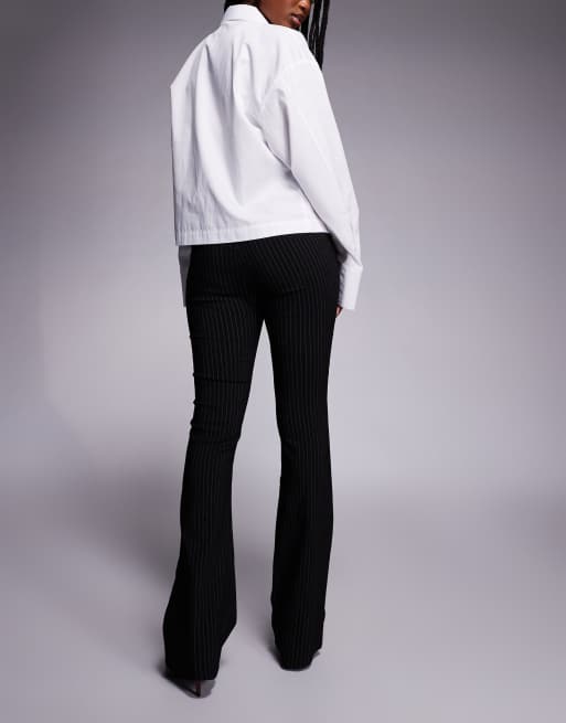 Princess Polly Pagano belted flare pants in black pinstripe, 4 of 5