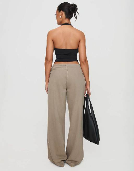 Princess Polly - Paltrow - Jean cargo ample à taille mi-haute et détail boucles - Taupe, 4 de 4