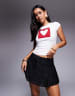 Princess Polly Were Lovers embroidered square heart graphic baby tee in white