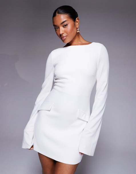 Princess Polly pocket detail flared sleeve low back mini dress in white - view 1