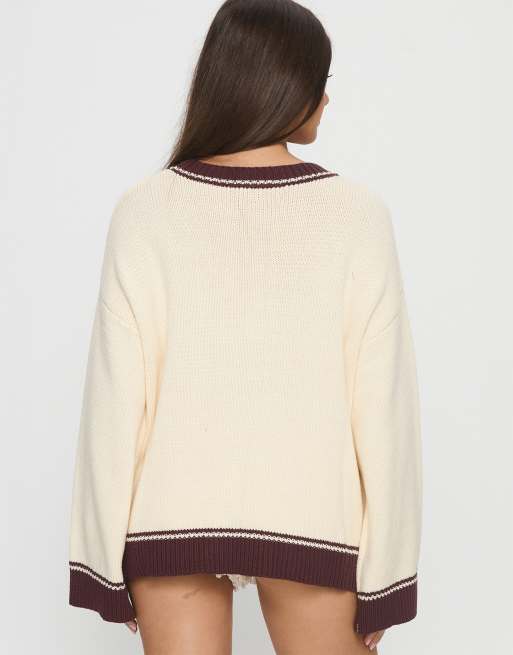 Princess Polly - Pull à bords contrastants et motif cheval - Crème, 4 de 4