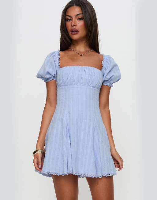 slim fit dress slacks Abigail Puff Sleeves Fit & Flare Dress in Pink – Violet and Valentine main image 0