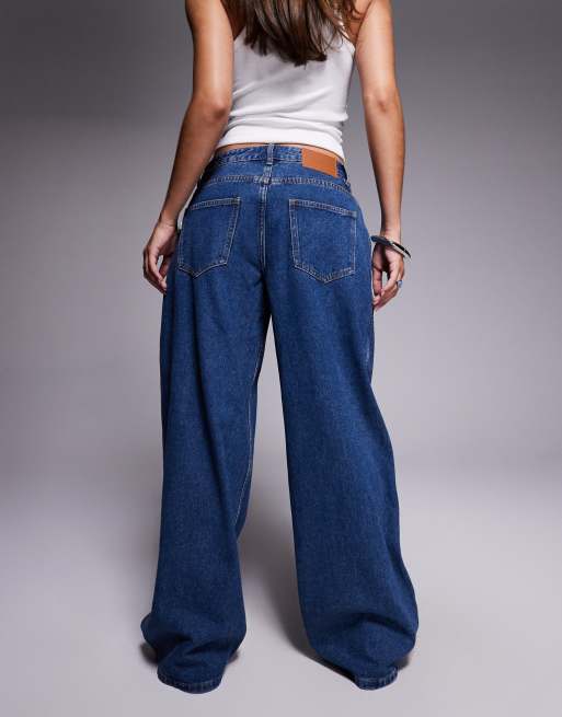 Princess Polly Ramos low rise wide leg jeans in dark blue, 2 of 5