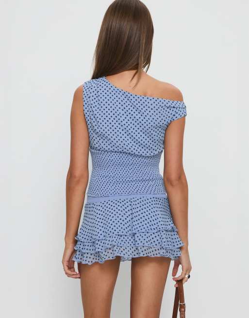 open lace back dress Mareni V Neck Sequin Mini Dress | Blue Polka Dot | Womens