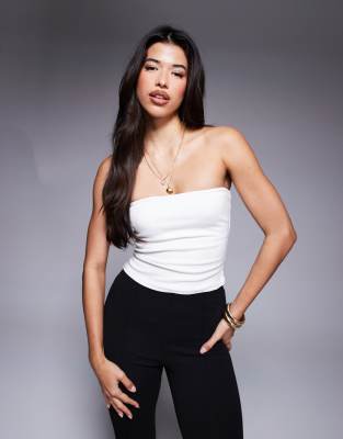 ribbed bandeau top in white