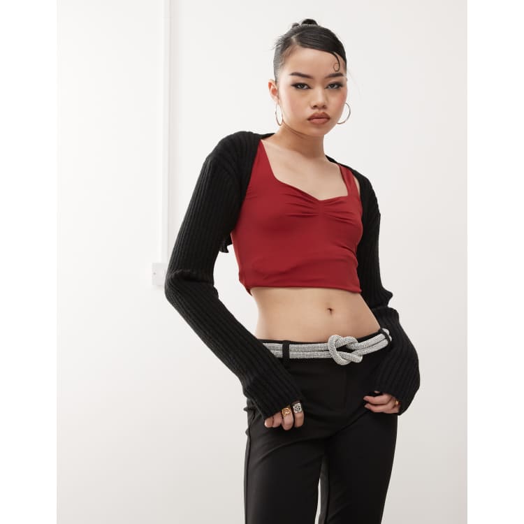 Princess Polly ribbed knit bolero in black | ASOS