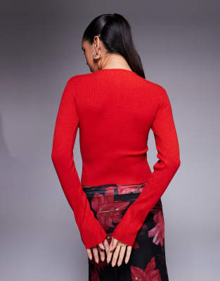 Princess Polly Ribbed Knit Button Through Top