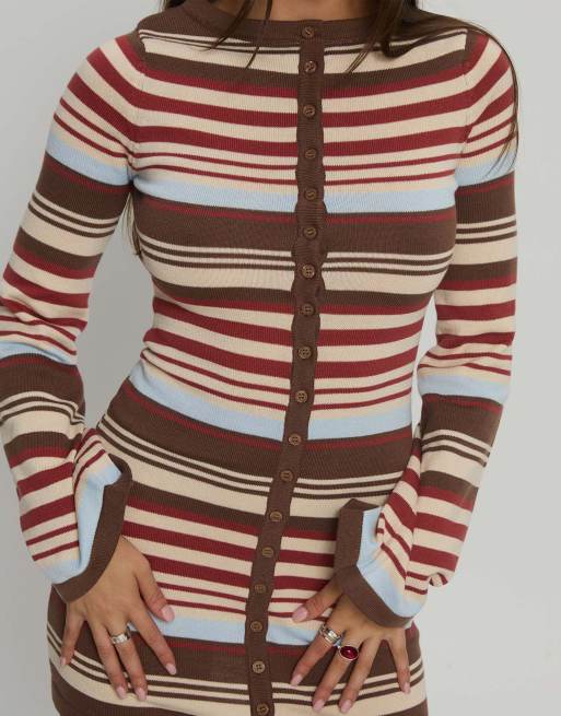Princess Polly - Robe courte et boutonnée en maille rayée - Multicolore, 2 de 4