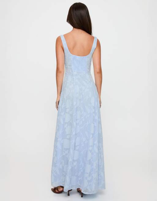Princess Polly - Robe longue à encolure carrée avec motif fleuri en dévoré - Bleu clair, 2 de 4