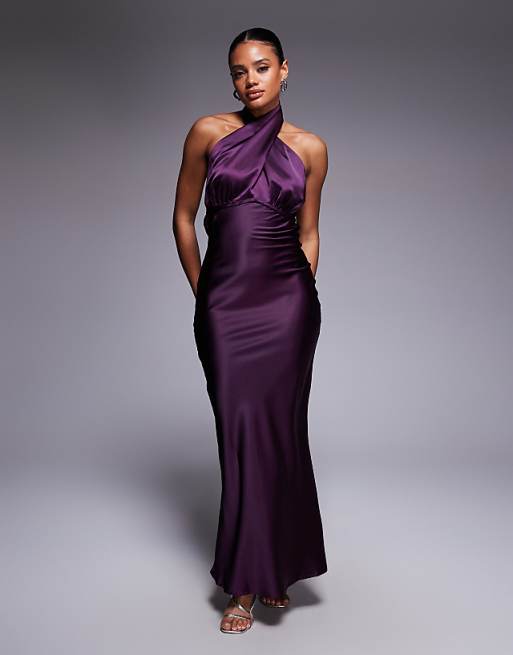 princess polly halter dress Gloriana Satin Maxi - Black ties at neck Slip Princess Polly Women's Marguerite Halter