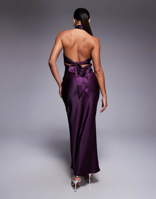 navy blue dress for baby girl Primavera Couture 3917 Size 10 Purple Long Fitted Backless Beaded 3D Floral Sequin Corset Prom Dress Slit main image 0