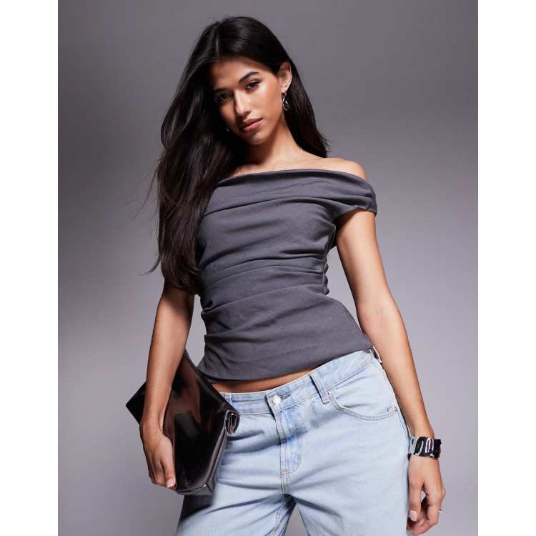 Princess Polly ruched drape detail off the shoulder top in