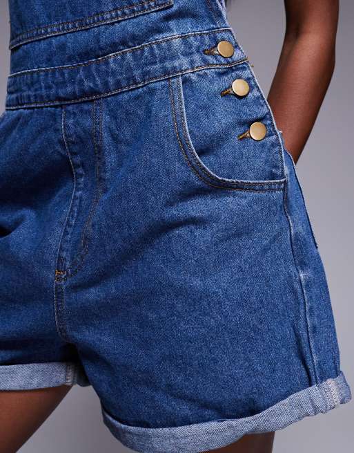 Princess Polly - Salopette in denim blu con tasca sul davanti, 4 di 4