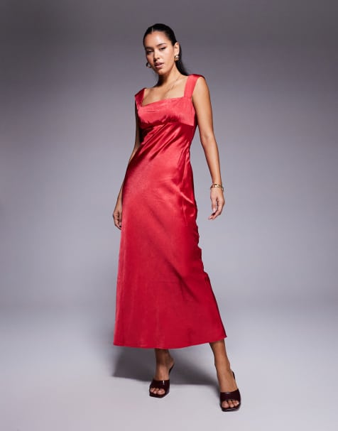 Princess Polly satin square neck maxi dress in red - view 1