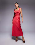 [Princess Polly] Princess Polly satin square neck maxi dress in red 14 RED