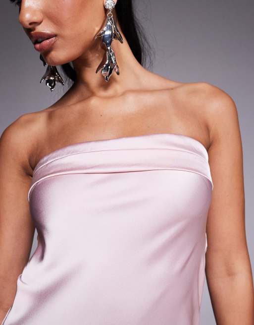Princess Polly - Saydee - Lyserød minikjole med foldet bandeau-snit i satin, 4 af 4