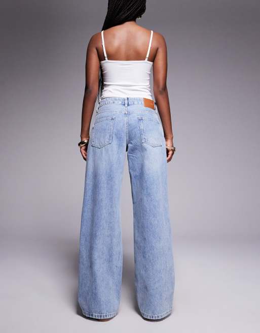 Princess Polly Serenitia mid rise relaxed wide leg jeans in blue wash