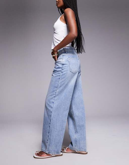 Princess Polly Serenitia mid rise relaxed wide leg jeans in blue wash