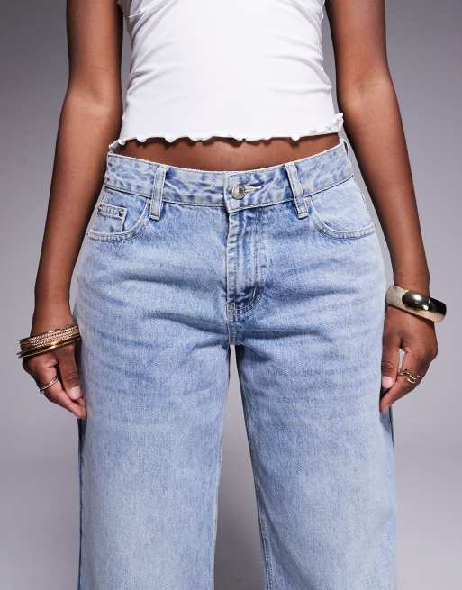 Princess Polly Serenitia mid rise relaxed wide leg jeans in blue wash