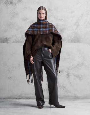 Princess Polly Sixth Sense Faux Leather Straight Leg Pants In Brown