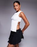 [Princess Polly] Princess Polly sleeveless open tie back top in white 8 WHITE