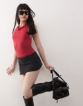 [Princess Polly] Princess Polly slinky cowl neck open back top in red 16 Cherry Red