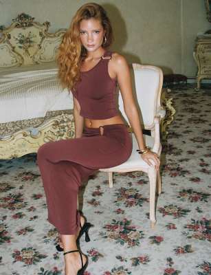 Princess Polly Slinky Metal Detail Maxi Skirt Co-ord In Red