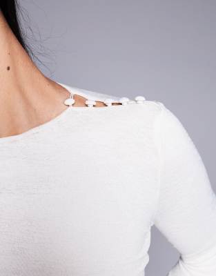 Princess Polly Slinky Slash Neck Shoulder Button Detail Top In White
