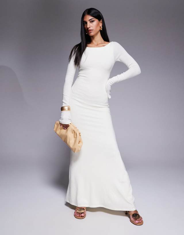 princess polly white knit dress Snyder fine open back maxi in off glitter mesh dress