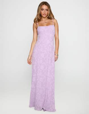 Polly - South of France - Robe corset longue en dévoré imprimé fleuri avec encolure carrée et laçage au dos - Lilas-Violet 36