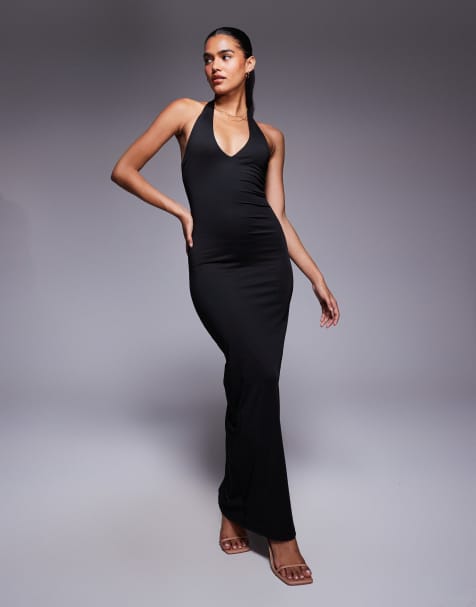 Princess Polly Spicy bodycon halterneck plunge maxi dress in black - view 1