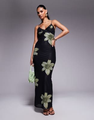 Princess Polly Stardrop Mesh Lace Trim Cami Bodycon Maxi Dress
