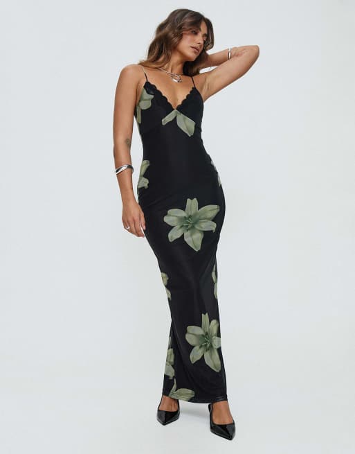 green emerald velvet dress Kenzie Maxi Dress Green main image 1