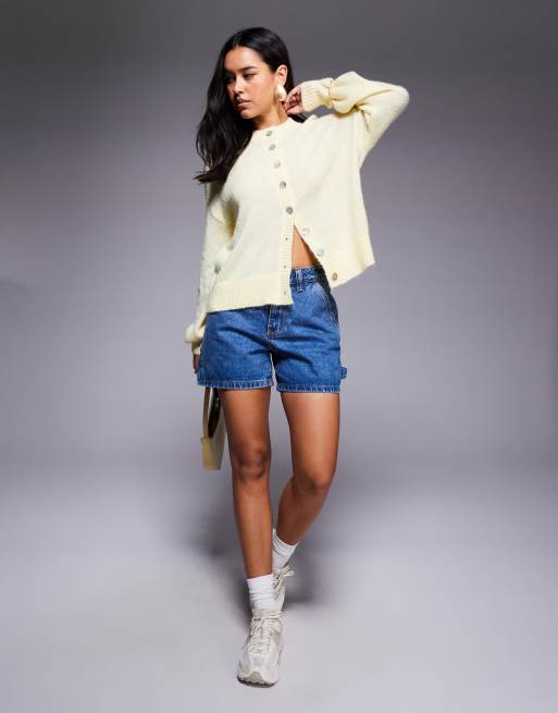 Princess Polly Sunbeam fluffy knit pearly button through cardigan