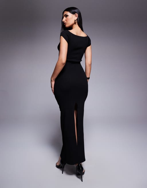 open lace back dress Liberte Ribbed Long Sleeve Mini Dress Charcoal main image 0