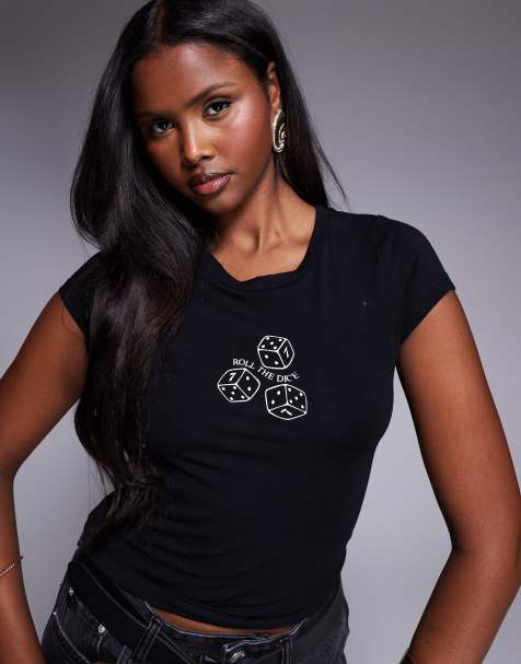 Princess Polly - T-shirt à motif Roll the Dice - Noir - view 1