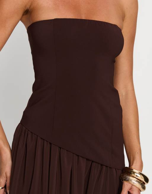 strapless open back dress Cecilia Scarf-Detail A-Line Mini Dress in Black