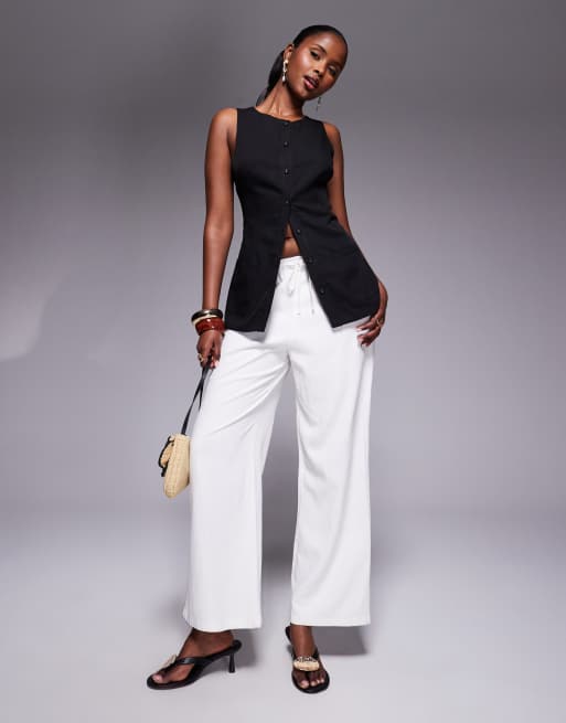 Princess Polly tailored longline tie back detail waistcoat in black, 2 of 4