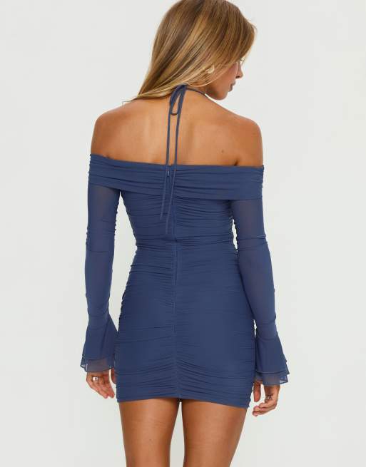 blue long sleeve dress princess polly Visualize Long Sleeve Mini Dress | Light Blue | Womens