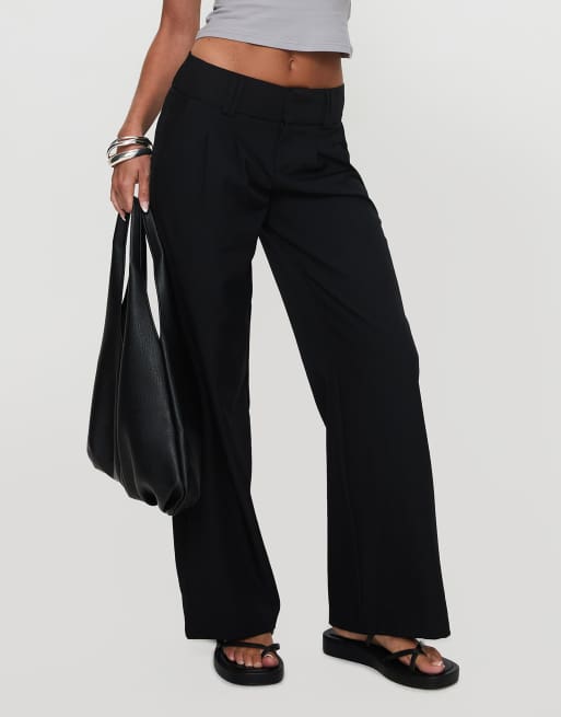 Princess Polly Two Lovers low rise tailored wide leg pants in black, 2 of 4