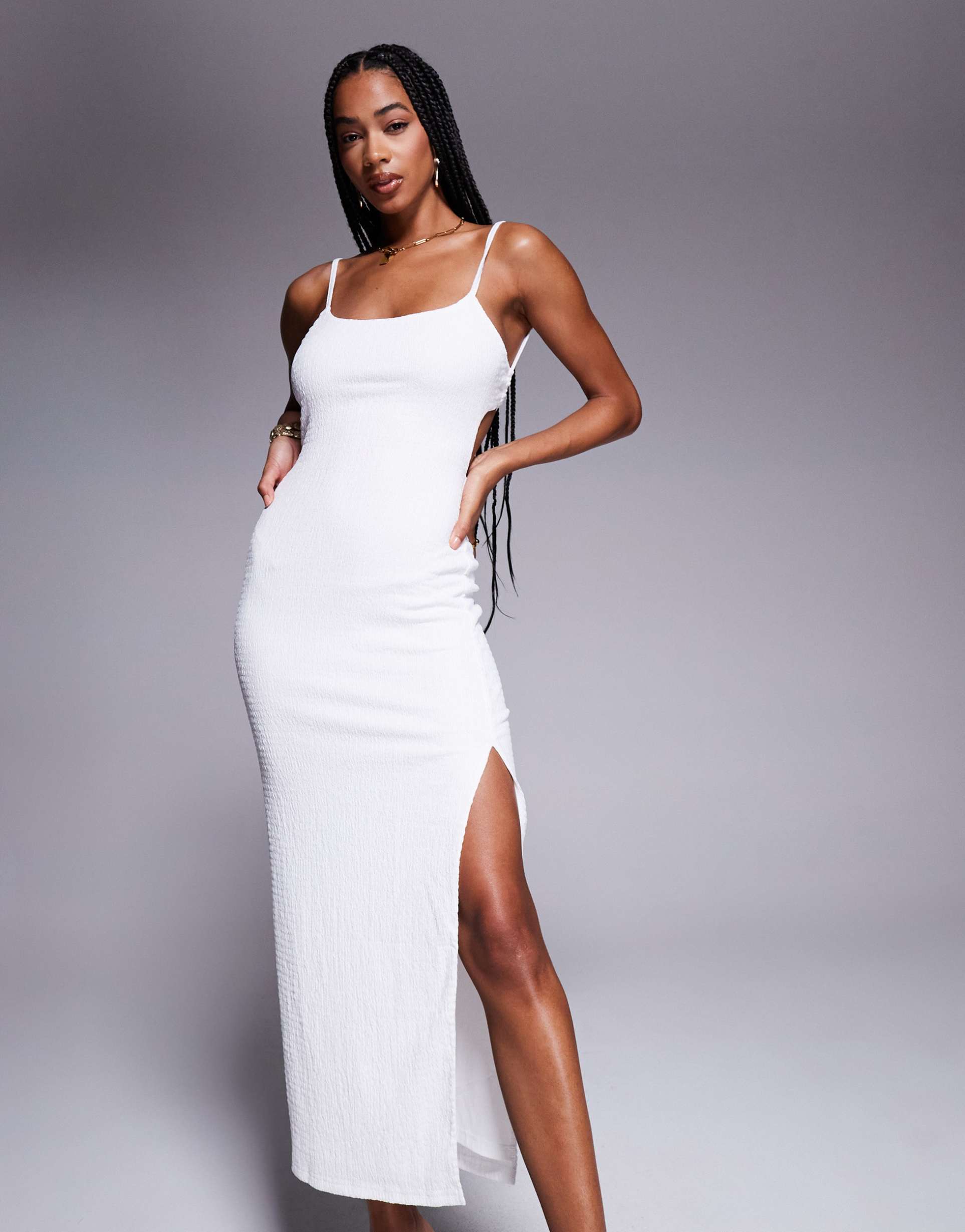 princess polly v neck cross back tiered maxi dress in white