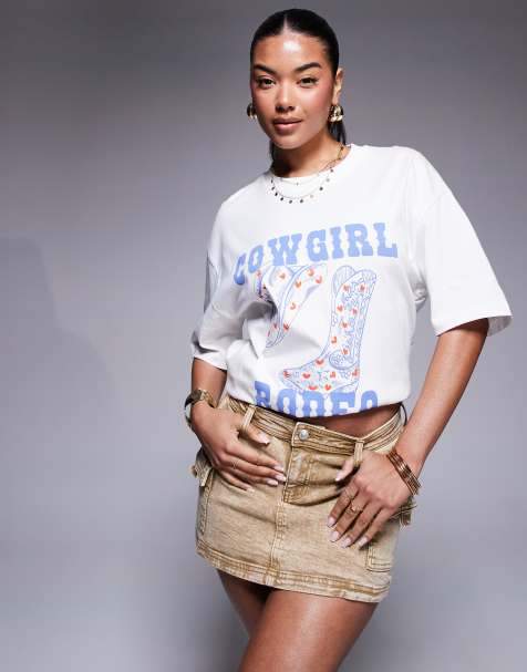 Princess Polly Velveta denim buckle mini skirt in camel