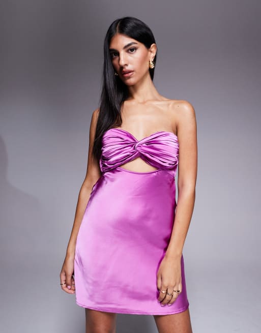 Princess Polly - Vestito corto in raso viola aperto dietro, 4 di 4